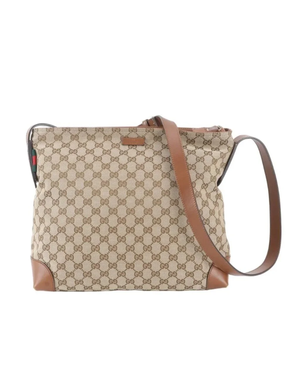 Gucci GG Canvas Leather Shoulder Bag Crossbody Tote